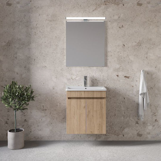 Furnibath Countertop with Sink & Mirror L55xW60xH33cm Walnut
