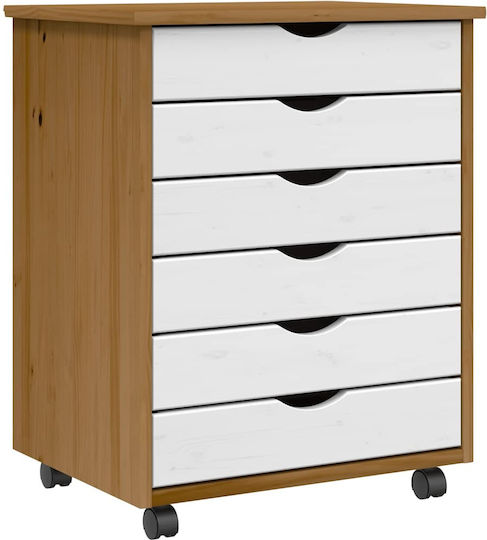Vidaxl Rollschrank Moos Honigbraun Massivholz Kiefer 53x39x65,5 cm 1 Stück Braun
