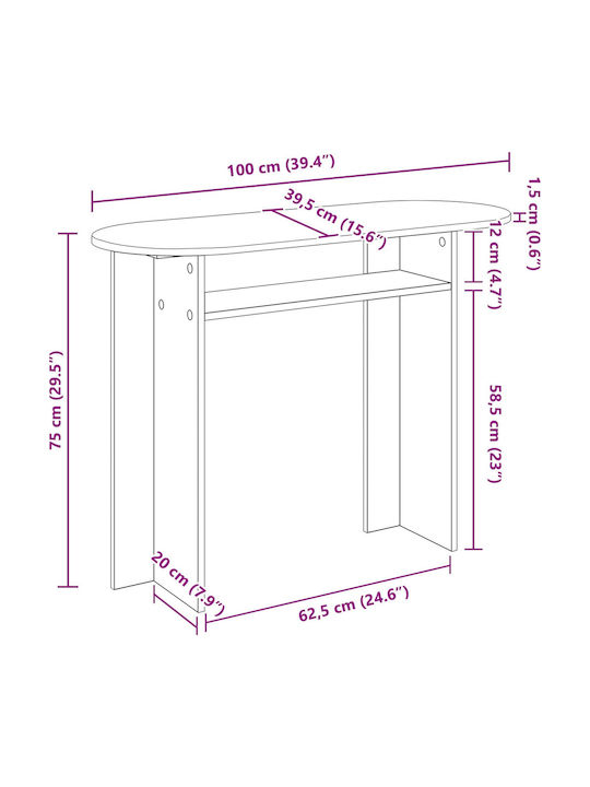 Wooden Console Gray Sonoma L100xW39.5xH75cm