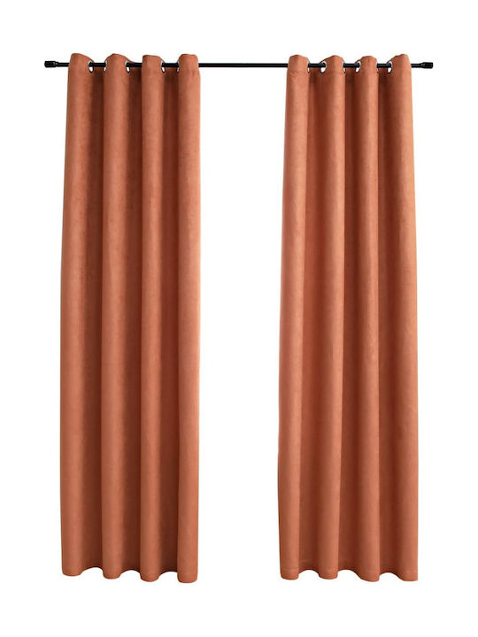vidaXL Set of Blackout Curtains with Grommets Orange 140x245cm