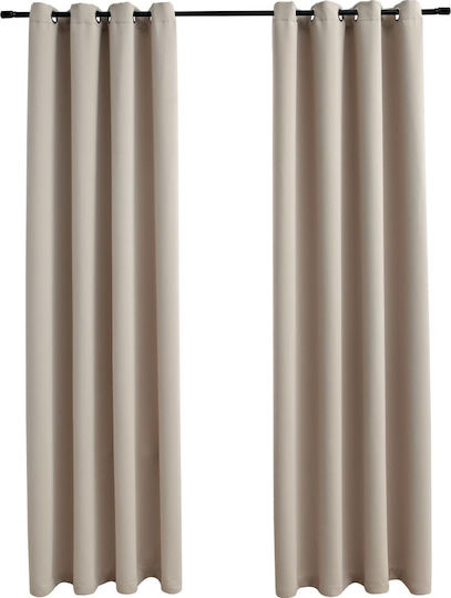 vidaXL Set of Beige Blackout Curtains with Grommets 140x225 cm