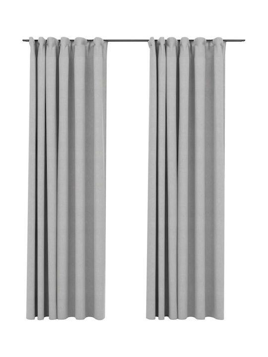 vidaXL Set Blackout Curtains With Pencil Pleat Gray 140x245cm