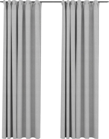 vidaXL Set Blackout Curtains With Pencil Pleat Gray 140x245cm