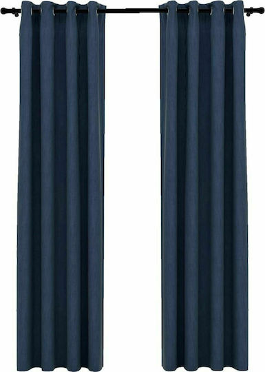 vidaXL Set of Blackout Curtains with Grommets Blue 2 Pieces 140x225cm