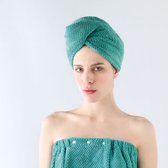 Kentia Πετσέτα Microfiber Μαλλιών Τιρκουάζ 64x24εκ.