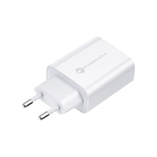 Forcell Încărcător cu Port USB-C și Cablu USB-C 25W Livrarea energiei Albς (F-Energy)