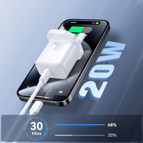 Joyroom Зарядно без кабел с USB-C порт 20W Power Delivery Бял (JR-TCF20 UK)