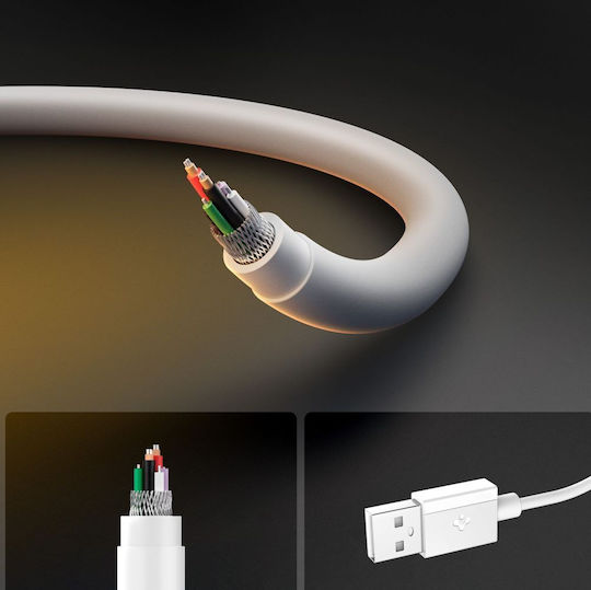 Spigen USB 2.0 Cable USB-C male - USB-A 60W PD Λευκό 1m ACA08715