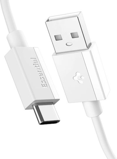 Spigen USB 2.0 Cable USB-C male - USB-A 60W PD Λευκό 1m ACA08715