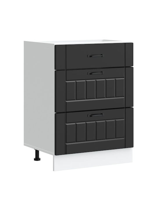 Lucca Comodă de Bucătărie de Podea Negru 60x46x81.5buc
