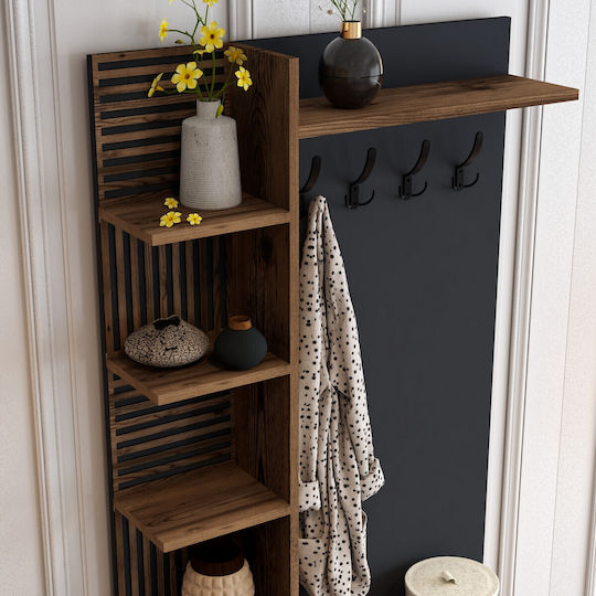 Viyana Eingangsmöbel mit Schuhschrank Walnut-anthracite 90x35x200cm