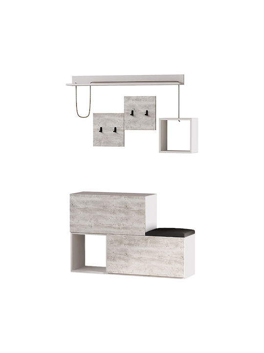 Holdon Mobilier de Intrare cu Cuier / Dulap pentru Pantofi & Bancă White Antique 120x36.5x87.5buc