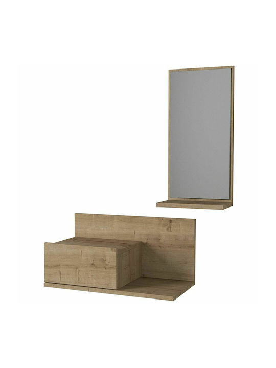 Rodos Entry Furniture with Mirror Natural 60x30x100cm