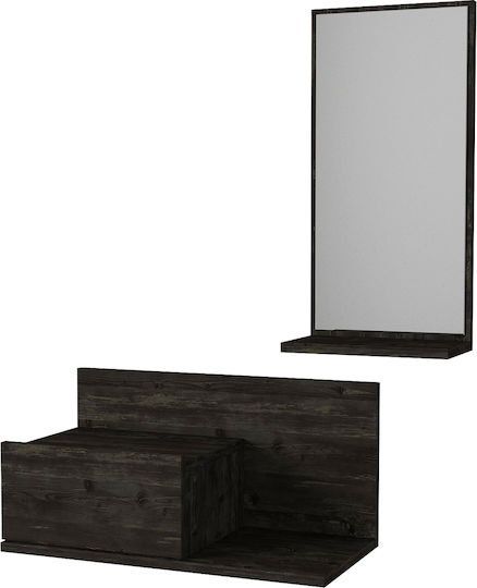 Rodos Entry Furniture with Mirror Dark Brown 60x30x100cm