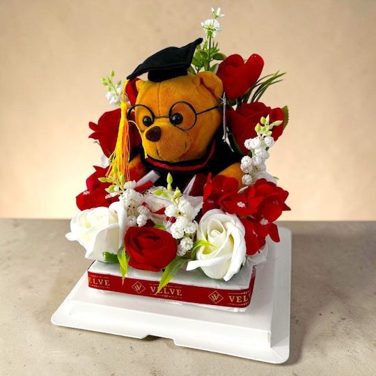 Graduation Arrangement Graduate 2026 Plush Teddy Bear Soap Roses Hydrangeas Raffaello Praline