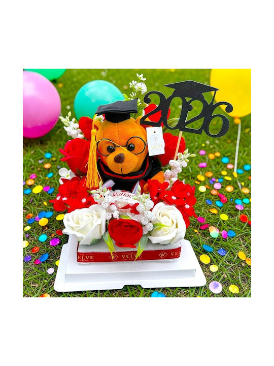 Graduation Arrangement Graduate 2026 Plush Teddy Bear Soap Roses Hydrangeas Raffaello Praline