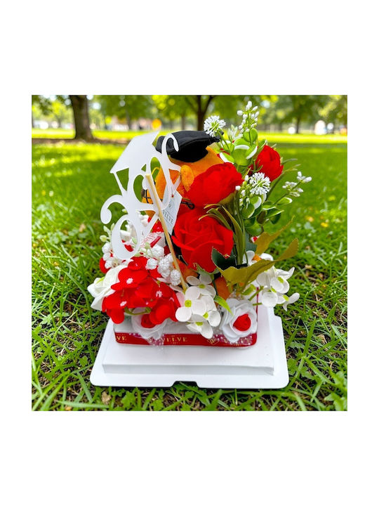 Graduation Arrangement Graduate 2026 Plush Teddy Bear Soap Roses Hydrangeas Raffaello Praline