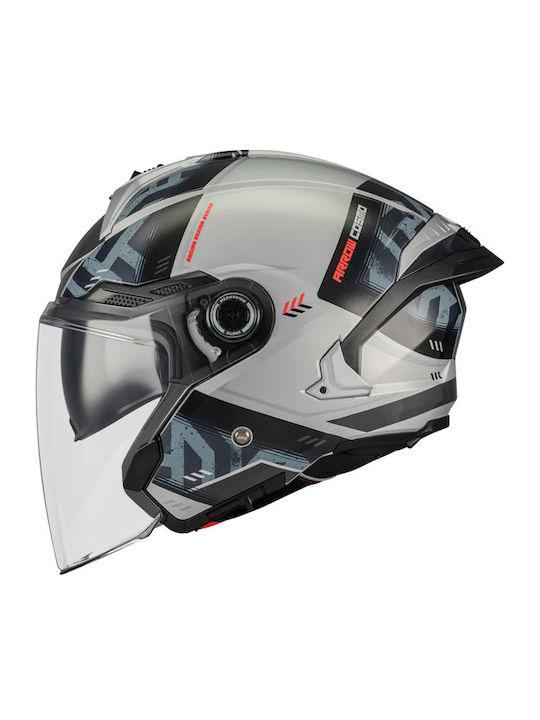 MT Cosmo SV S Arrow C2 Grey/Dark Grey Gloss Motorcycle Helmet Jet DOT / ECE 22.06 1450gr with Sun Visor