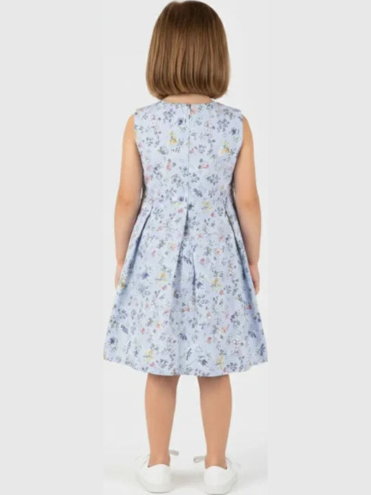 Joyce Mädchenkleid Ärmellos Blumen Hellblau