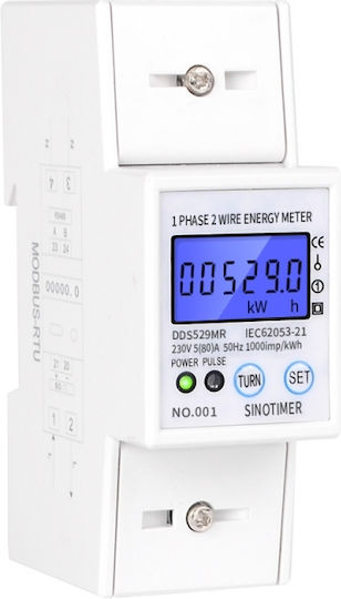 Einsphasen Elektrischer Energiezähler Sinotimer 230v Ac 50hz 5 80 A Beleuchtetes Led Digitalanzeige Dds529mr