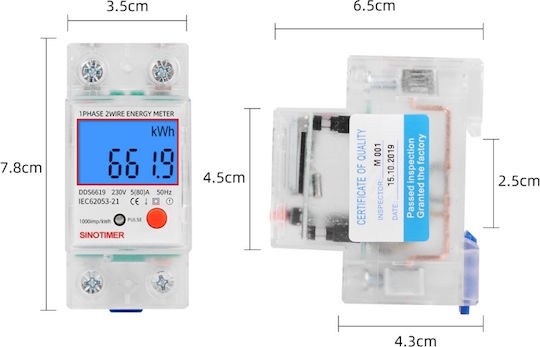 Einkanaliger Elektrischer Energiezähler Sina Sinotimer Kwh Dds6619-013 230V LED Digitalanzeige