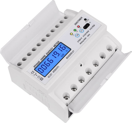 Contor de Energie Electrică Trifazat Sinotimer 3x230/400v Ac 50hz 3x5 100 A Afișaj Digital Iluminat cu Led Dts6619-016