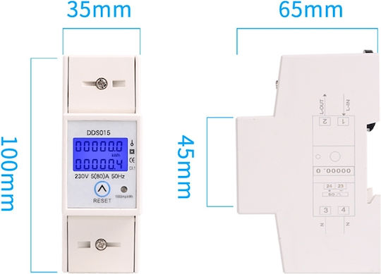 Contor Monofazat de Energie Electrică Sinotimer 230v Ac 50-60hz 5 80 A Afișaj Digital cu Led Iluminat Dds015