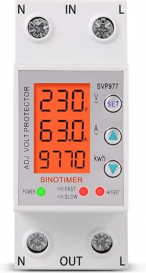 Digital Safety Relay Voltage Protection Sinotimer Programmable Between 1-63a 220v Automatic Recovery Svp-977