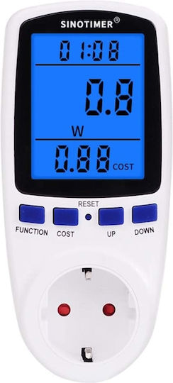 Digitales Messgerät Steckdose Sinotimer 230V 16A 3680W Anzeige mit Kwh V A Hz Dds108l