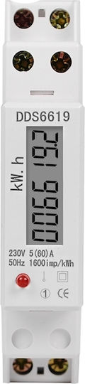 Contor Monofazat de Energie Electrică Sinotimer 230v Ac 50hz 5 60 A Afișaj Digital Led Dds6619-002