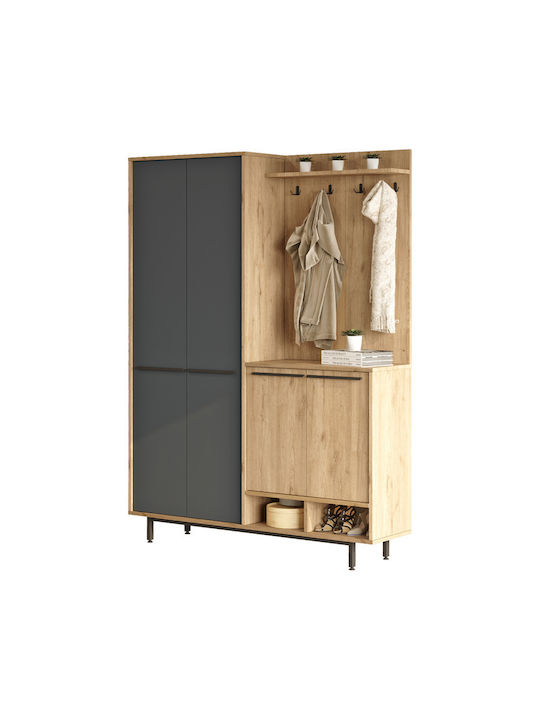 Cloat Entry Furniture with Hanger & Shoe Rack Natural-anthracite 147.4x35.5x195.6cm