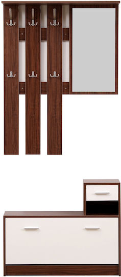 Gendry Gendry Mobilier de Intrare cu Oglindă / Cuier & Dulap pentru Pantofi 90x24x190cm