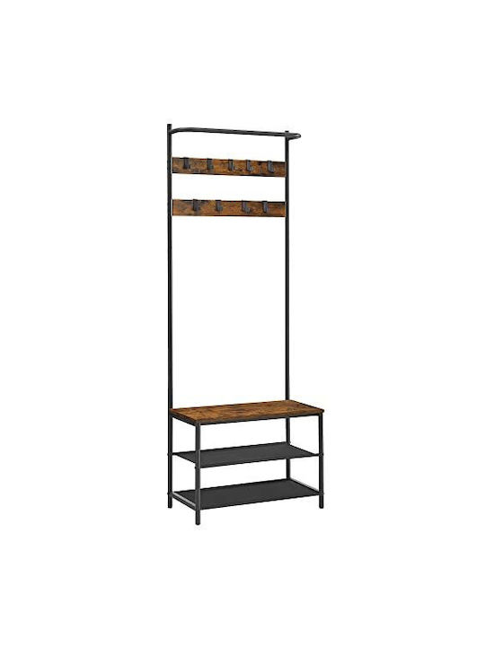 Eingangsmöbel mit Schuhschrank & Bank Brown Black 64x32.2x180cm