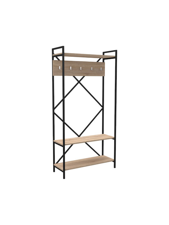 Navis Entry Furniture with Shoe Rack Sonoma Oak-Melamine Black 90x34x180cm