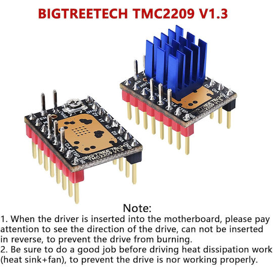 Kingprint Tmc2209 V1.2 Driver Motor Pași 2.8a Peak Ultra-silențios Stealthchop2 Uart/step-dir 1/256 Microstep Compatibil Skr V1.3/pro Imprimante 3D Fdm