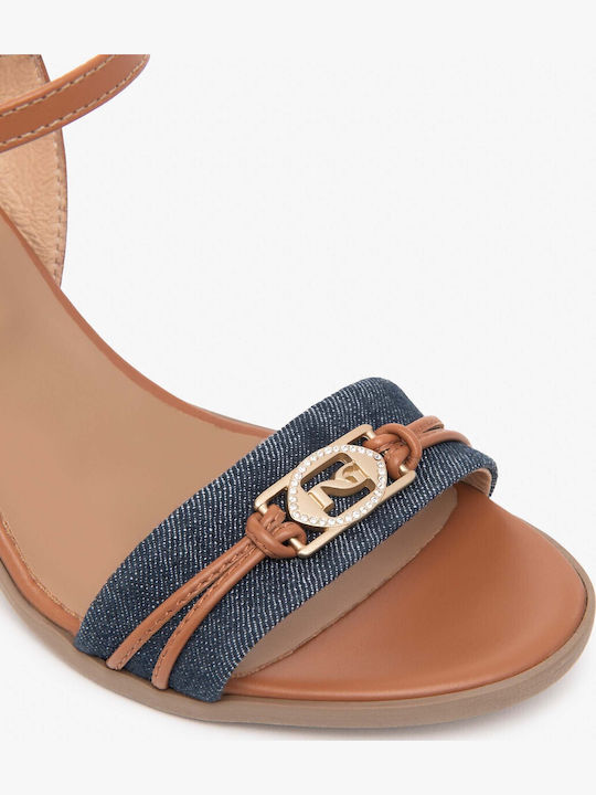 Damen Sandalen Hellblau Leder
