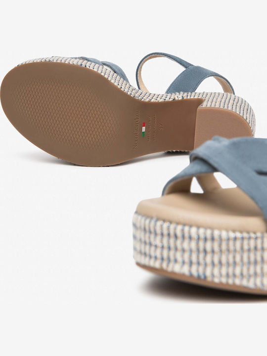 Damen Sandalen Blau Leder