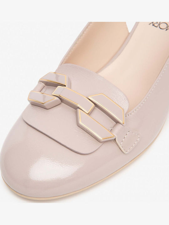 Pantofi Cu Toc Din Piele Roz