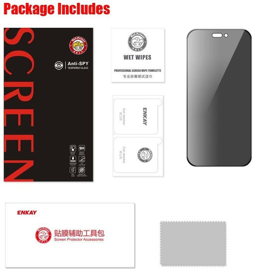 Enkay Privacy Full Face Tempered Glass (iPhone 15)