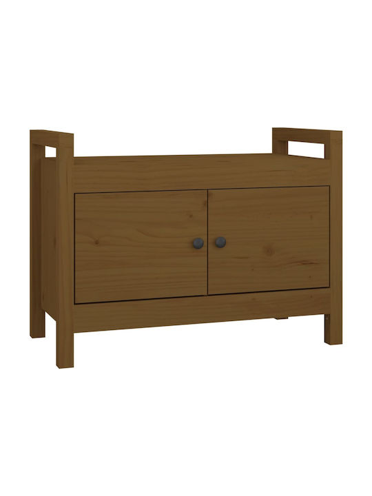 Entry Furniture with Shoe Rack & Bench Honey Brown 80x40x60cm