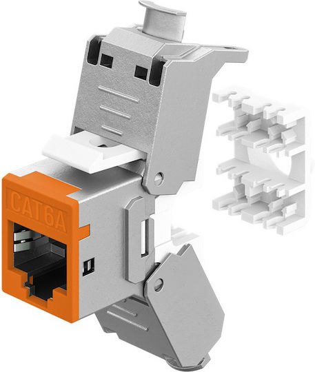 Goobay Keystone Module Rj45 77947 Cat 6a Stp Slim Toolfree Ασημί Πορτοκαλί Dm131121
