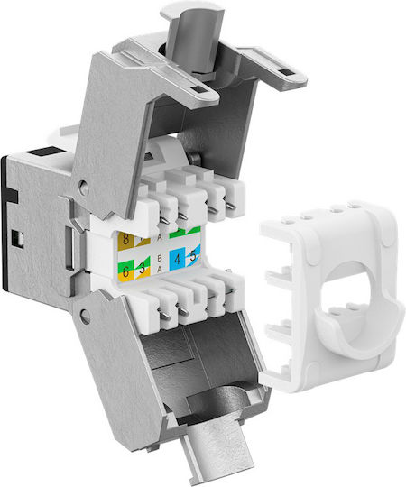 Goobay Keystone Module Rj45 77943 Cat 6a Stp Slim Toolfree Ασημί Μαύρο Dm131120