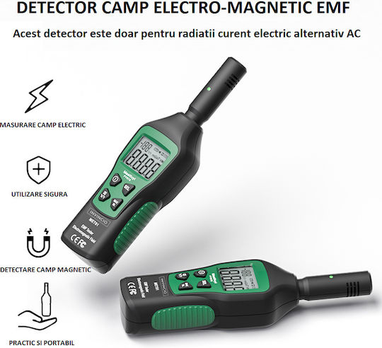 Invincio Detector Radiații Electromagnetice Mg Mt V/m Detectare Afișaj Lcd Iluminat Măsoară Temperatură ℃/℉ Funcție Memorie Valoare Maximă Lanternă Culoare Verde