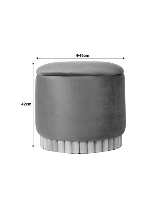 Stool for Living Room with Storage Space Upholstered with Velvet Terina Cream 46x46x42cm