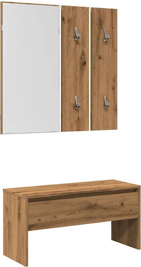 Mobilier de Intrare cu Oglindă / Cuier & Dulap pentru Pantofi Artisan Oak 80x30.5x120cm