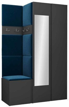 Hartford 350 Eingangsmöbel mit Spiegel & Garderobe Γραφίτης 116x44x186cm