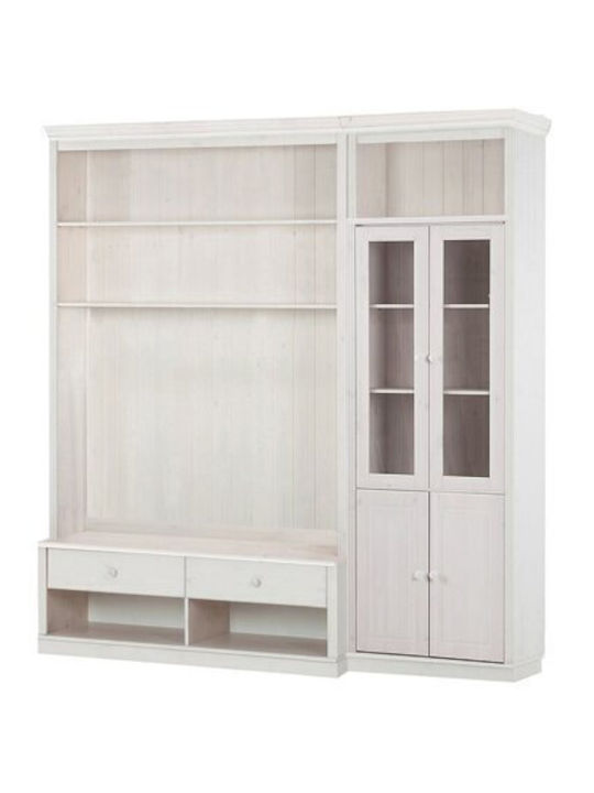 Wohnzimmer TV-Einheit Saltoro 124 Weiß mit Vitrine