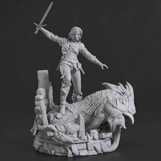 Ciri Witcher Dämon 3d 3d Gedruckte Figur 20 Cm 1:8