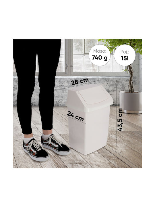 Curver Пластмаса Кошче за офисни отпадъци 15лт Бял 23.5x23.5x28см