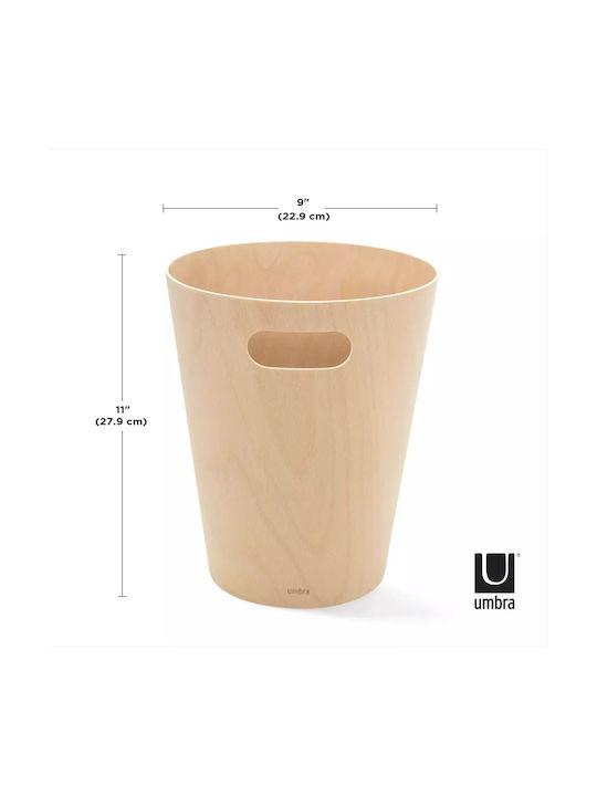 Umbra Woodrow Office Wooden Waste Bin 7.5lt Beige 23x22.9x28cm